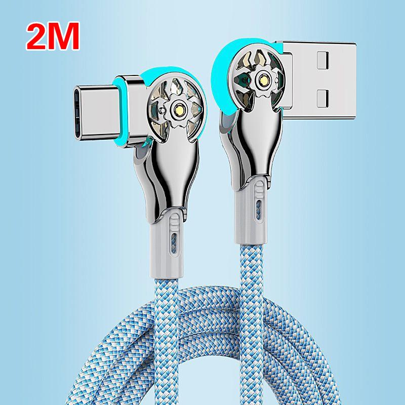 1M 2M Usb To Type C Fast Charging 180 Degree Rotation Cable Alloy Braided Data Cable For Xiaomi Samsung Huawei Phone Charger