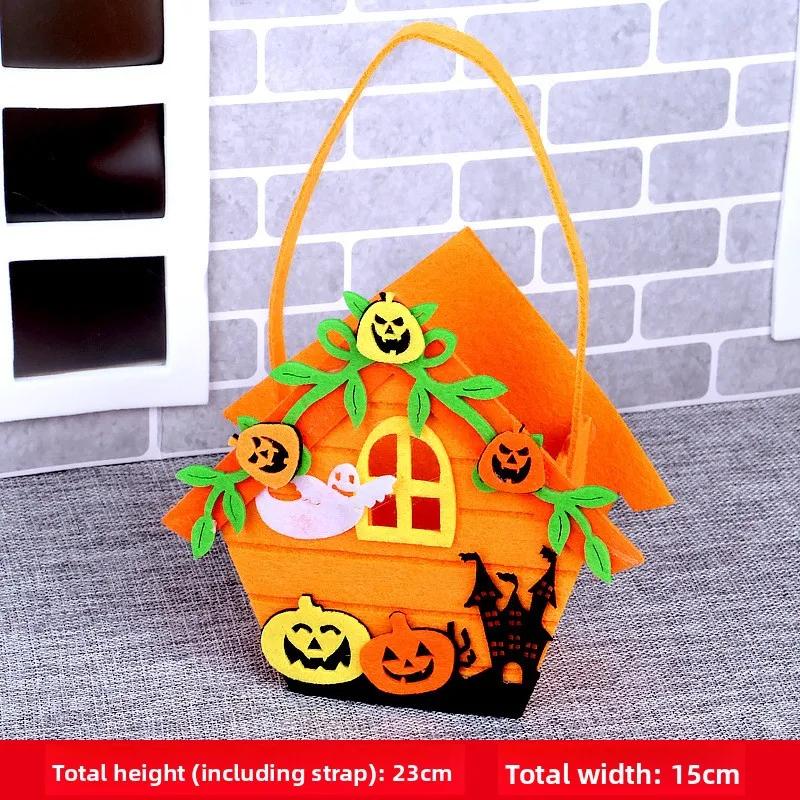

Готовый к подарку мешочек для угощений на Хэллоуин, нетоксичный фетр, многоразовый, тыква, для сбора конфет детьми, для розыгрышей или угощений, сувениры для вечеринки, декор 1PC