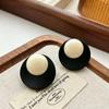 Hong Kong Retro Color Block Resin Stud Earrings - Niche High-End Fashion for Women