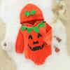 Baby Halloween Pumpkin Long-Sleeve Romper with Snap Crotch