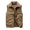 Men's Casual Fleece Lined Thickened Loose Fit Sleeveless Vest Autumn Winter Turn-Down Collar Jacket Outdoor Leisure Vest