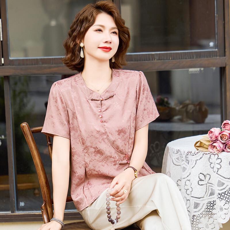 Jianhu Mid-Aged Women's Chinese Style Thin Short Sleeve T-Shirt
