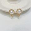 Women Girls Korean Style Camellia Baroque Pearl Earrings Fashion Vintage Jewelry Bow Heart Shape Elegant Lady Ear Rings Ear Clip
