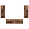 TV Wall Unit with LED Light Strips 6 pcs Reclaimed Wood Effect Particleboard