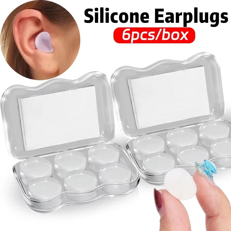 6Pcs Transparent Soft Silicone Ear Plug Reusable Earplug Waterproof Noise Reduction Earbuds Ear Protection For Sleeping Swimming