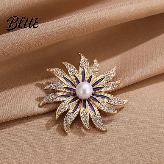 Anti-rust Brooch Pin Sunflower Shape for Women Rhinestones Inlaid Women
