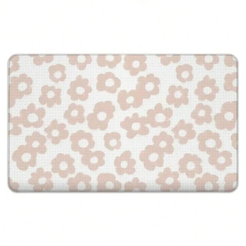 Country Floral Carpet Mat Rug Anti-Fatigue Non-Slip Shabby Chic Cottagecore Home Decoration for Kitchen Laundry Indoor Standing