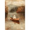 Cute Ghost Black Cat Canvas Gallery Wall Prints Halloween Floral Bat Wall Art Soft Pastel Fall Farmhouse Holiday Home Decor Gift