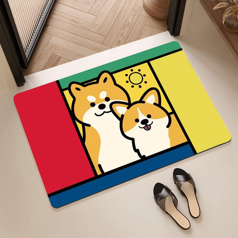 Cartoon Pet Doormats Soft Diatom Mud Non-Slip Entryway Mats Easy Wipe Kitchen Rug Absorbent Floor Mat for Home Decor