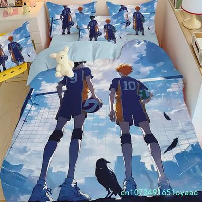 Cartoon Anime Haikyuu Bettwäsche Set Volleyball Jungen Bettbezug Set 3D Gedruckte Bettbezüge Einzel Doppelbett Leinen Für Jugendliche