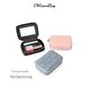 Lambskin Leather Mini Coin Purse with Mirror - Stylish, Portable & Cute Small Makeup Bag
