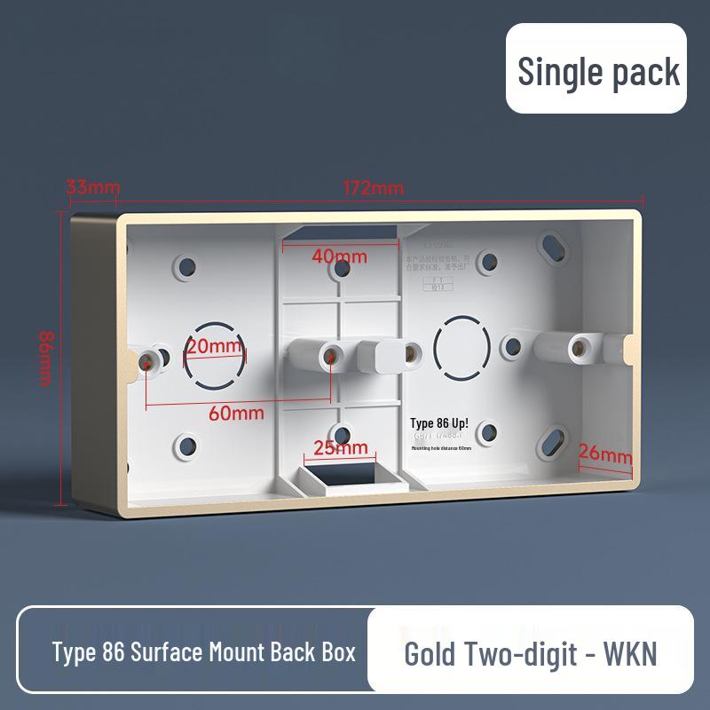 Gold Type 86 Surface/Concealed Mount Socket Box for Wall Wiring
