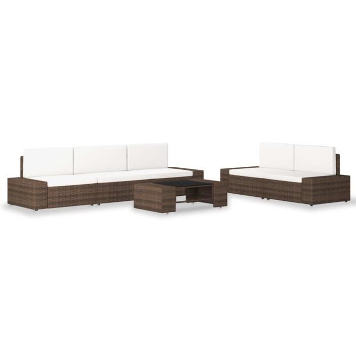 VidaXL Salon de jardin 6 pcs Résine tressée Marron