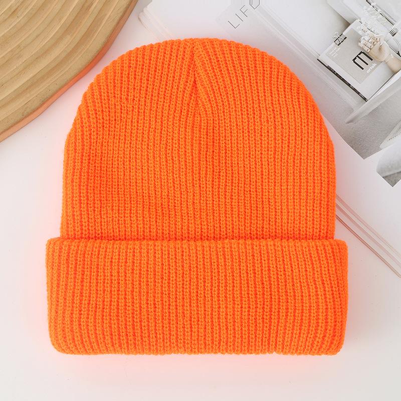Gorro de Lana de Punto de Doble Capa de Color Sólido - Sombrero Pulóver Cálido para Exterior
