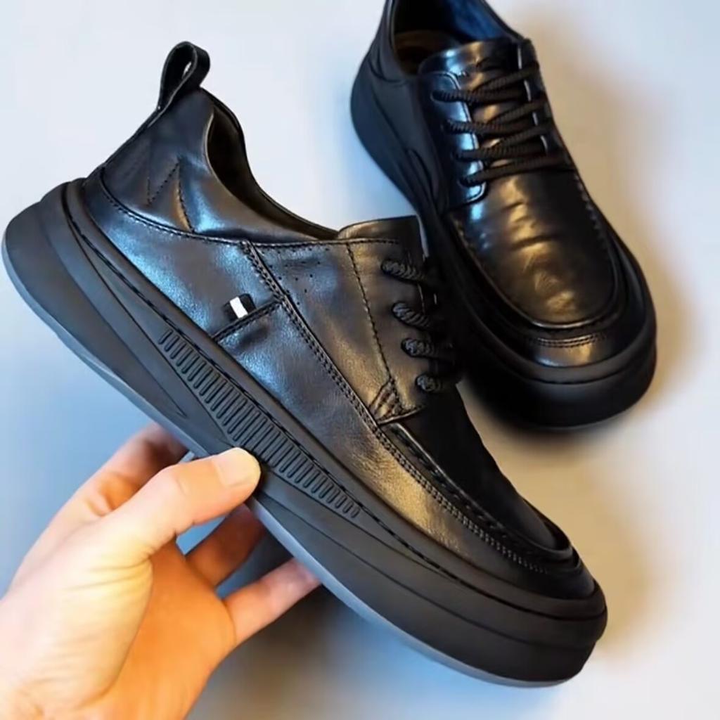 Spring Genuine Leather Business Casual Men's Shoes New Trendy Thick Sole Non-slip British Style Shoes Zapato Para Hombre