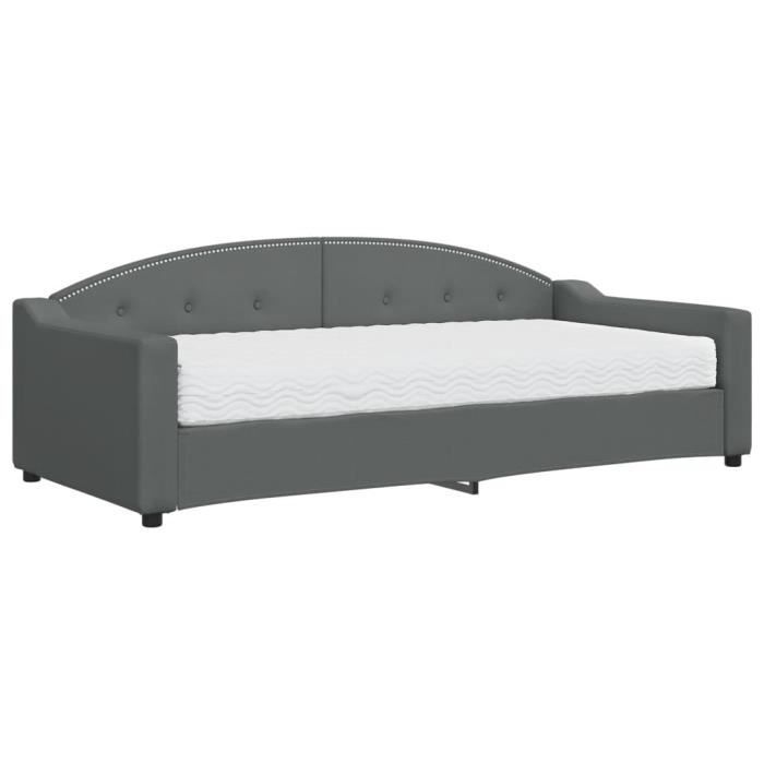 VidaXL Daybed with Mattress Dark Grey 90x200 Cm Fabric 3197513