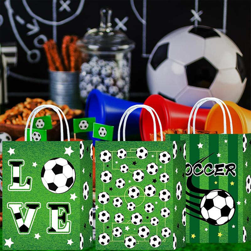 Soccer Theme Tote Bag Football Party Gift Bag Large Capacity Reusable Shopping Bag for Sports Fans and Events