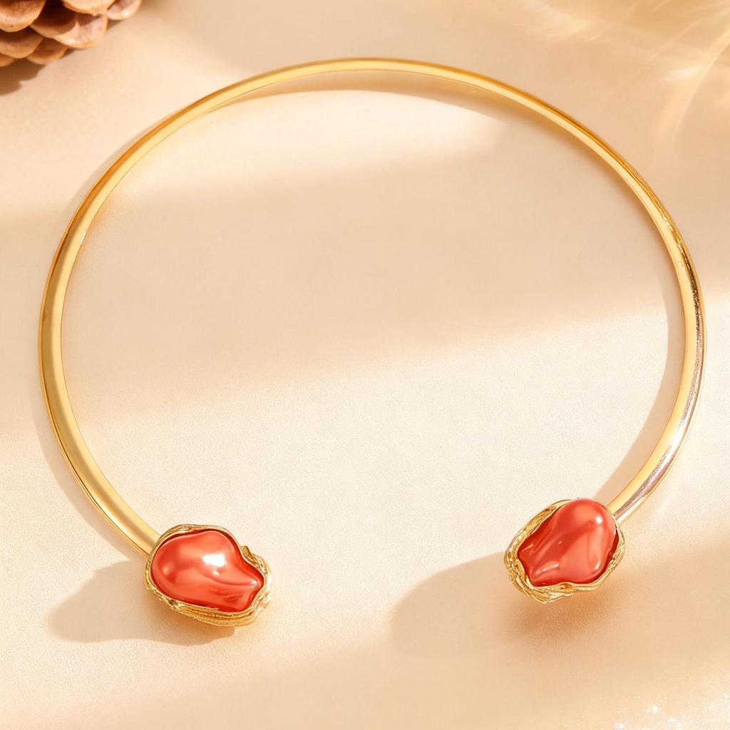 Baroque Pearl Choker - European & American Style with Irregular Design, Simple Metal Open Necklace
