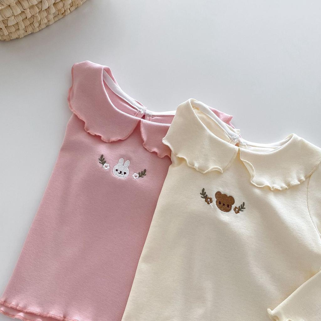 Girls Solid Color Bottoming Shirt 0-5 Years Old Autumn Children's Clothing Baby Cute Rabbit T-shirt Children's Autumn Clothing