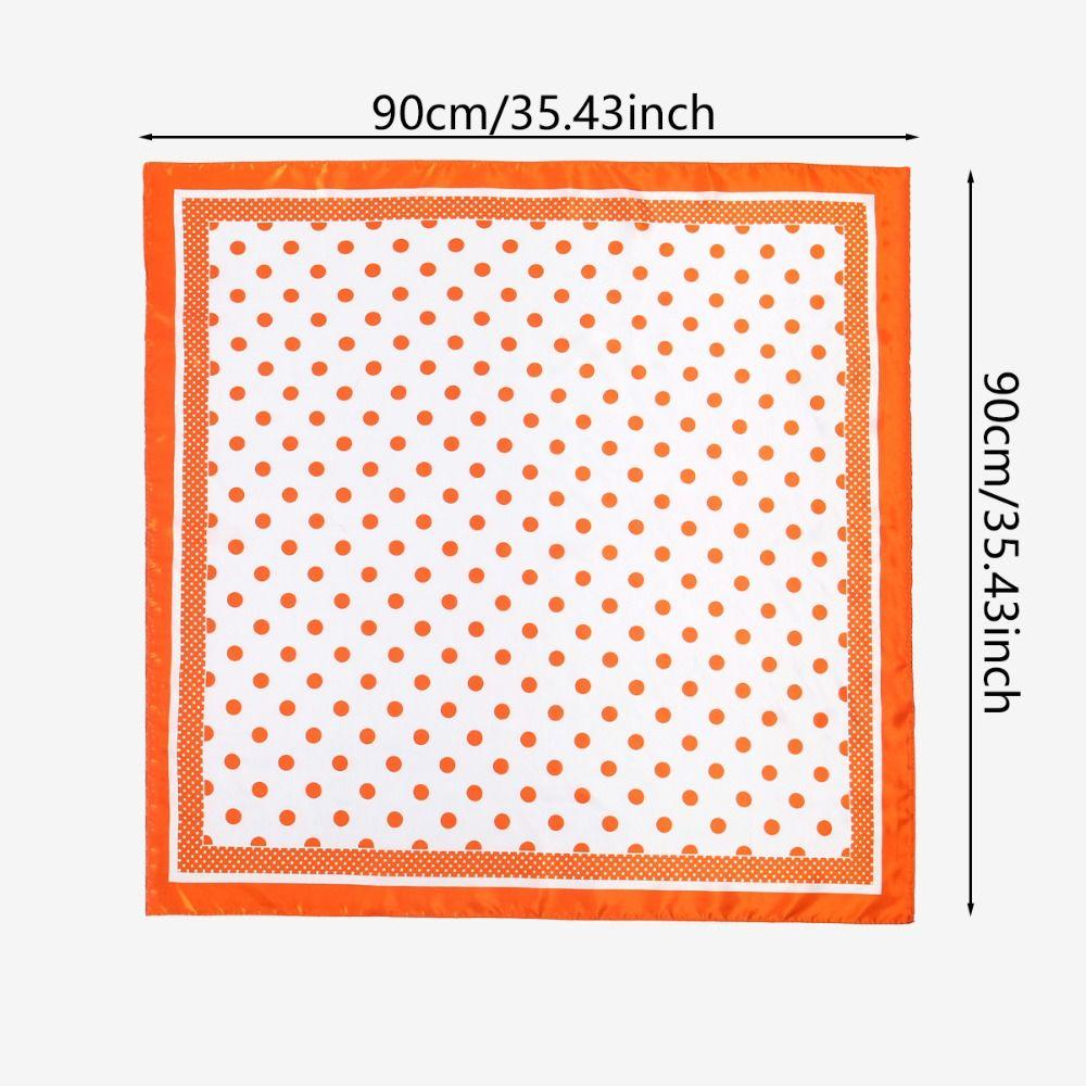 Retro Polka Dot Printed Female Neck Scarf Satin 90cm Square Scarf Neckerchief
