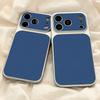 Large Window Synthetic Leather Casing for iPhone Pure Navy Blue Printed Patterned Plain Shell Soft Case Protective Cover | BP B030