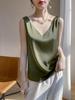 Dámský top camisole ze saténu s výstřihem do V - Bez rukávů, triacetátová základní vrstva na jaro.