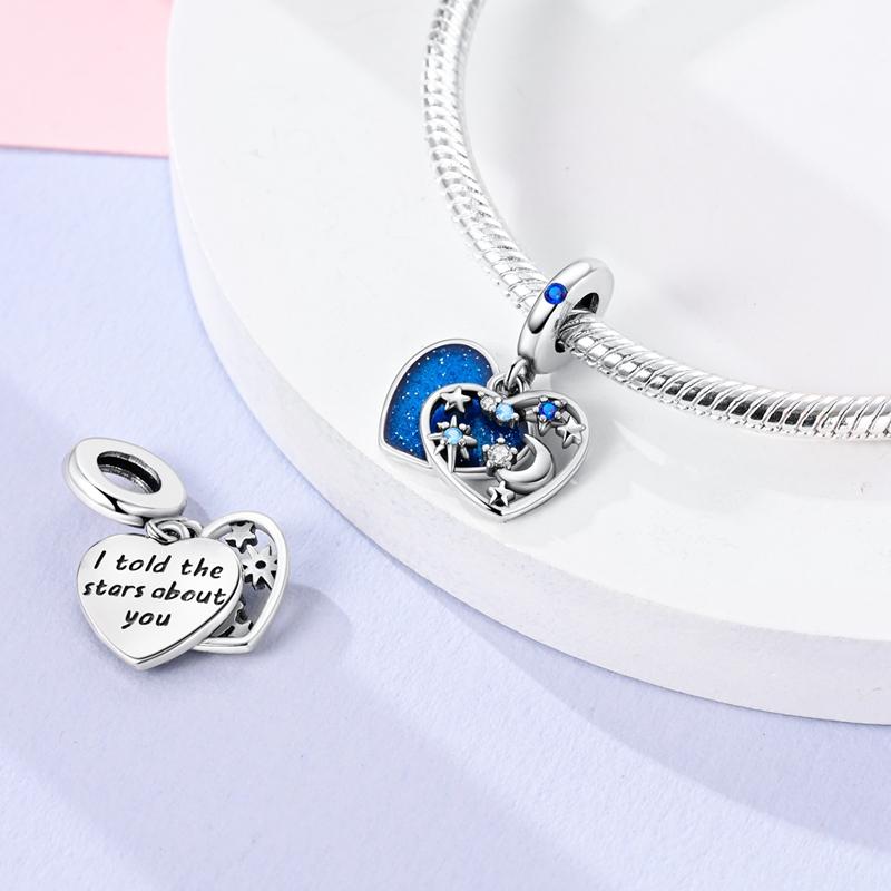 Silve Charm Beads Forever Love Heart Sister Family Life Charms Dangle For Bracelet Women Luxury Jewelry Gift