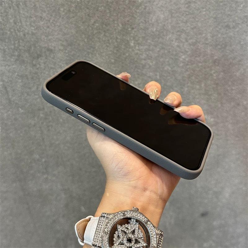 Simple Solid Color, Suitable for Apple 16PRO Phone Case, IPhone 15 Metal Leather Texture, 14 Large Holes, Couple Anti-drop, 13 Soft