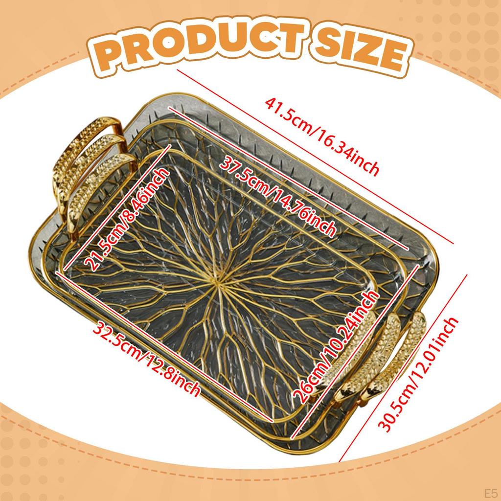 3 Pieces Serving Tray with Handle Coffee Tea Jewelry Storage for Entertaining Living