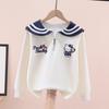 Girls' Sailor Collar Cartoon Sweatshirt - Seasonal Casual Top for Fall and Winter