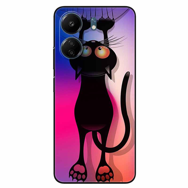 For Xiaomi Redmi 13C 4G Case Animals Painted Black Bumper Silicon TPU Coque for Redmi13C 4G 13 C Shockproof Covers Wolf Soft Bag