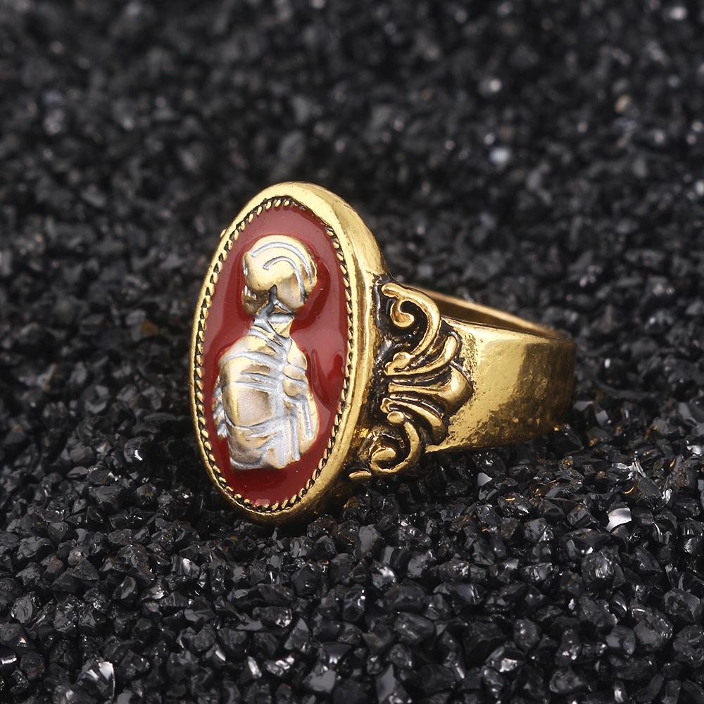 Game Dark Souls Ring Black Red Sapphire Vintage Style Ring Adjustable Metal Rings For Women Men Cosplay Jewelry Accessories Gift