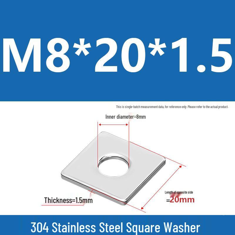 304 Stainless Steel Thickened Square Washer for Curtain Wall (M4-M16)