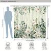 1pc Machine Washable Polyester Shower Curtain - Wildflower Botanical Design in Green & Beige, 71x71", 12 Hooks, Farmhouse Style