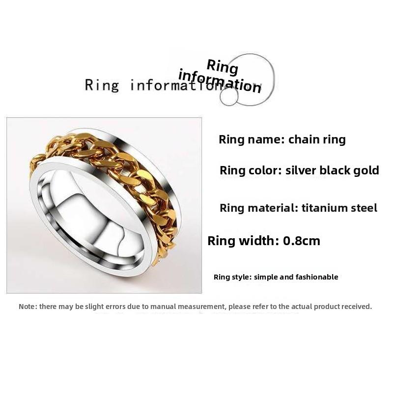 Titanium steel chain, rotating ring niche, stainless steel rotating chain, bottle opener trend bottle opening ring, male