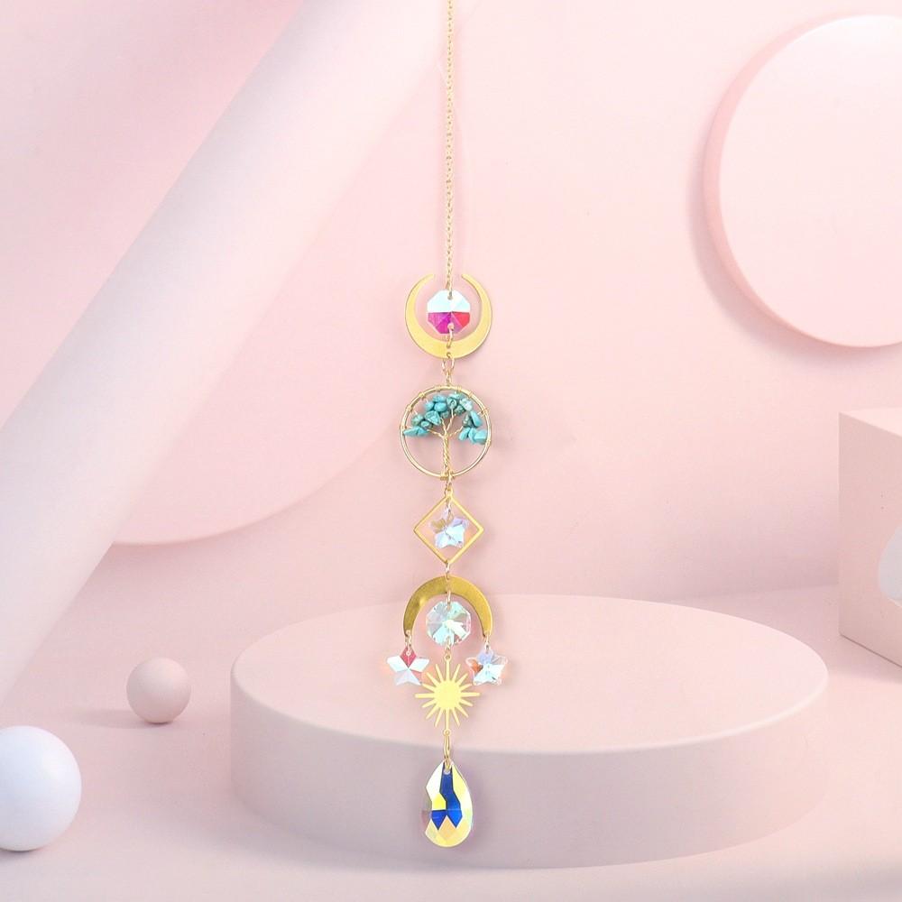 Sun Catcher Gold Moon Tree Of Life Agate Sunlight Decor For Windows