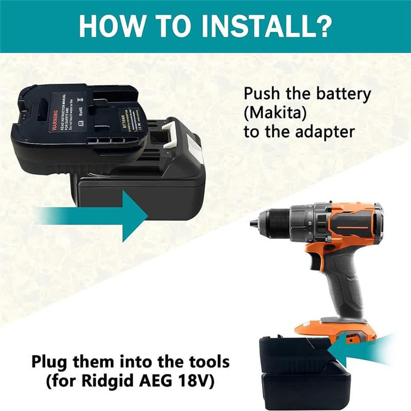 

Адаптер батареи A55F-MT18AR Для 18В/20В Li-аккумулятора К Для RIDGID/AEG 18В/20В Детали и аксессуары для электроинструмента Конвертер чёрный