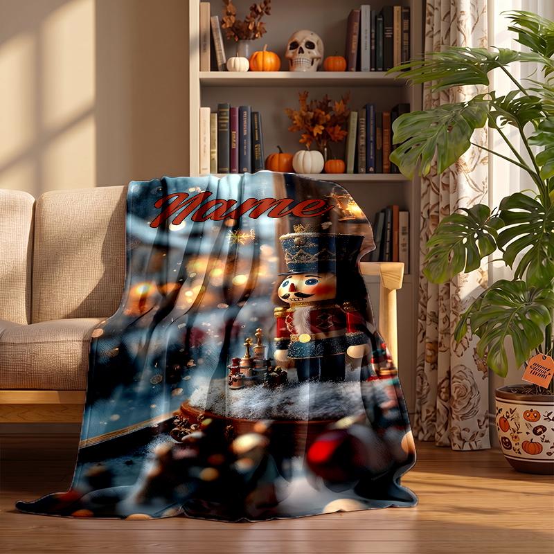 Nutcracker Custom Flannel Blankets Soft Warm Cozy Throws for Home Decor Holiday Gifts