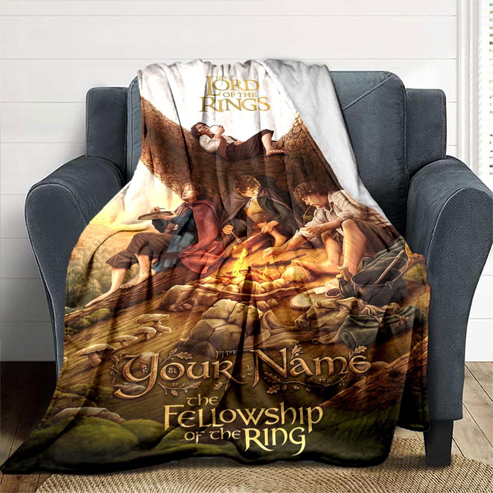 Lord Rings Customize Text Blanket Cozy Personalized Blanket Durable Comfort for Sofa Bed Office Chair Nap Ideal for All Seasons