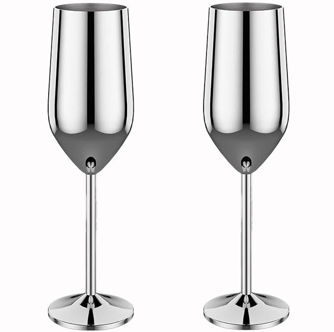 2Pcs New Stainless Steel Glass Cocktail Creative Metal Wine Glass Bar Restaurant Champagne Glass Red Wine Barware Cup