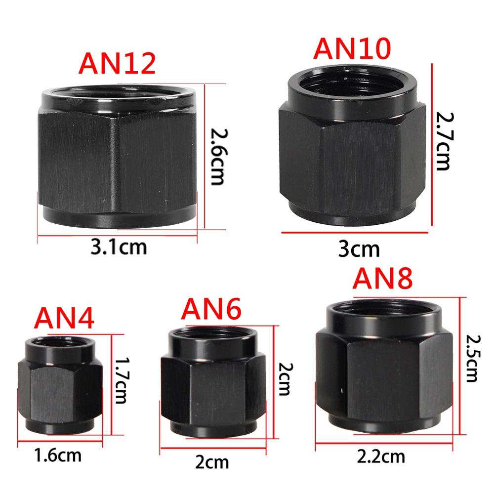 1PC AN4 AN6 AN8 AN10 AN12 Adapter Female Flare End Cap Plug Tube Fitting Hex Head Port Fitting Aluminum Black