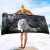 Wolf Strandtuch, Übergröße Mikrofaser Badetuch, Schnelltrocknendes Handtuch Sandfrei für Reisen Camping Schwimmen Yoga Sport