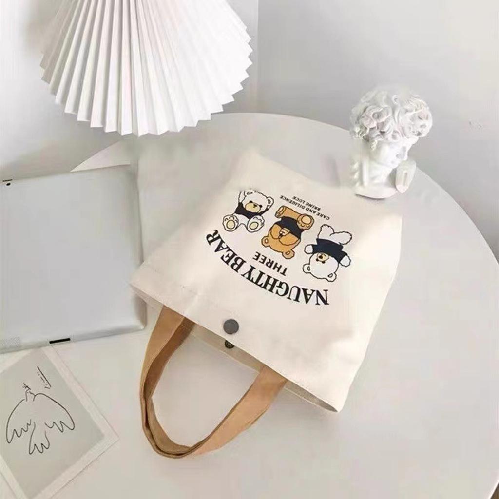 Canvas Tote Bag for School Cartoon Pattern Lunch Box Student Handbag Durable Lunch Carrier Pouch Women Men 27*22cm
