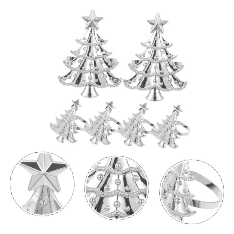 Iron Christmas Tree Napkin Rings Decorative Tableware Accessories For Seasonal Celebration Desktop Decoration