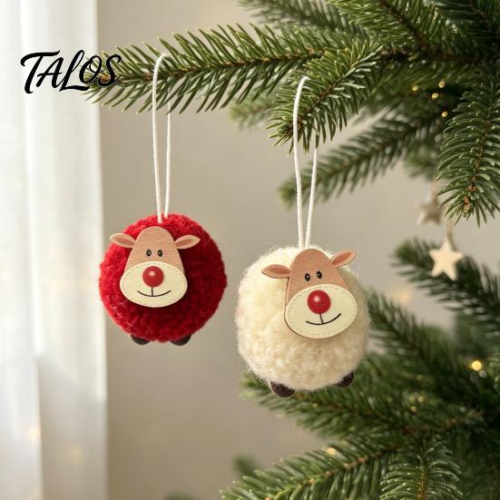 Holiday Party Supplies 4Pcs Christmas Elk Hanging Ornaments with Wooden Faces, Reindeer Pendants Home Decorations for Xmas Tree Decor And Winter