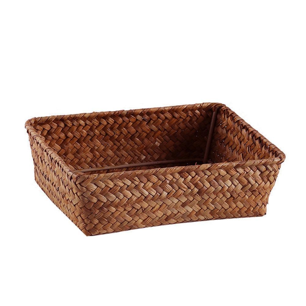Woven Pattern Storage Basket Grass Vegetables Candy Snacks Display Basket Organizer Rectangle Organization Box Home Shop Hotel 2660₽