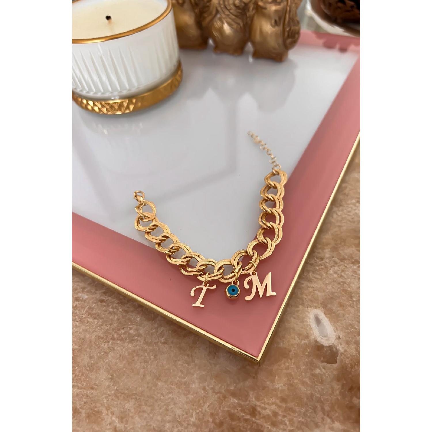 

Двойной браслет-цепочка с возможностью выбора персонализированных букв