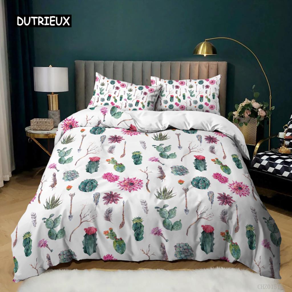 Set Husă Plapumă Plantă Verde Temă Plantă Ginkgo Biloba Set Lenjerie de Pat pentru Copii Adolescenți Mărime Dublu Queen King Poliester Husă Plapumă