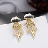 Korean Cute Hollow Cloud Rain Stud Earrings For Women New Fashion Asymmetric Purple Crystal Zircon Tassel Earring Simple Jewelry