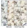 16Pcs/Set Retro Flower Tile Stickers Peel and Stick Waterproof PVC Wall Decals Matte Anti-Slip Floor Wallpaper for Living Room Bathroom Decor